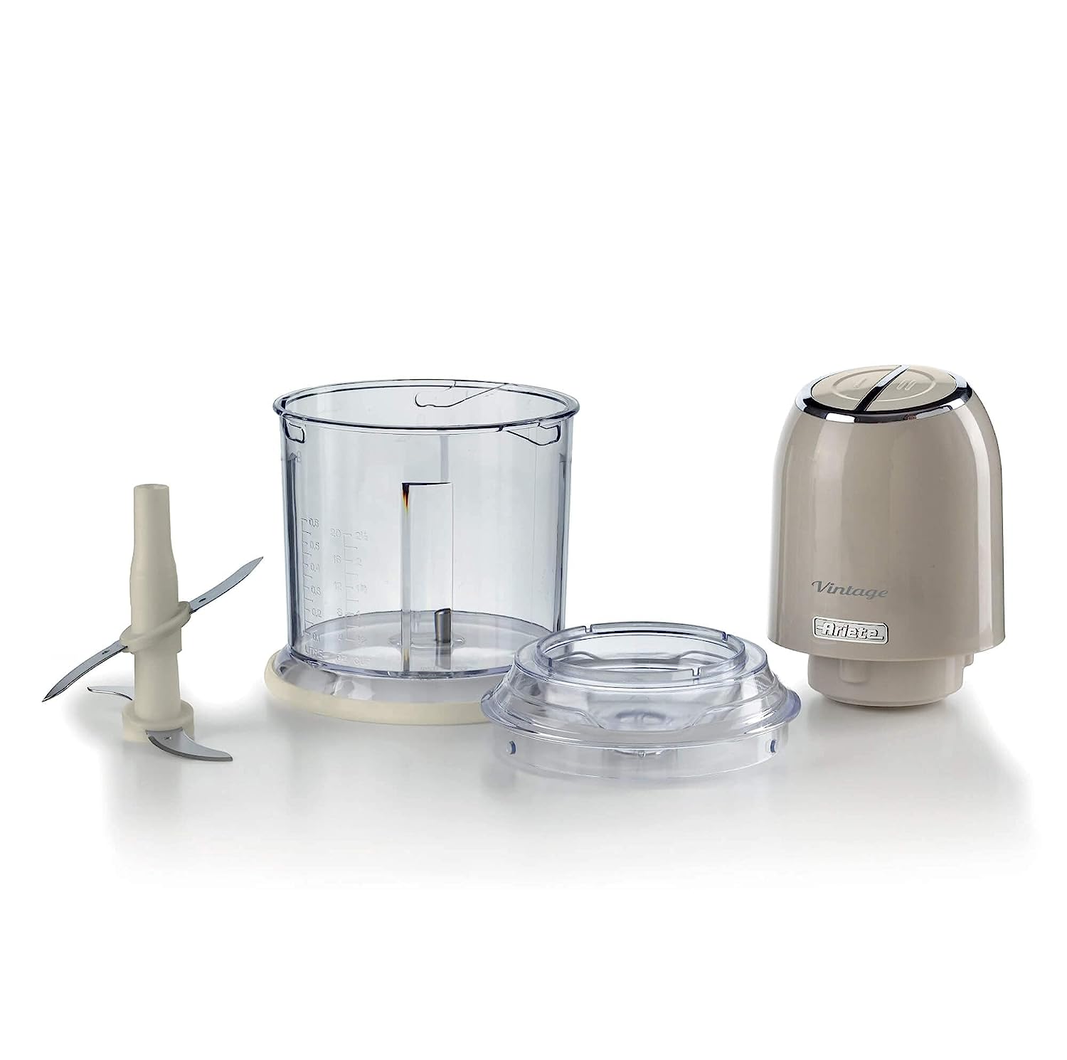 Ariete 438, Vintage chopper, ice crusher, 2 speeds, 4 stainless steel blades, 600 ml, 400 W, Beige