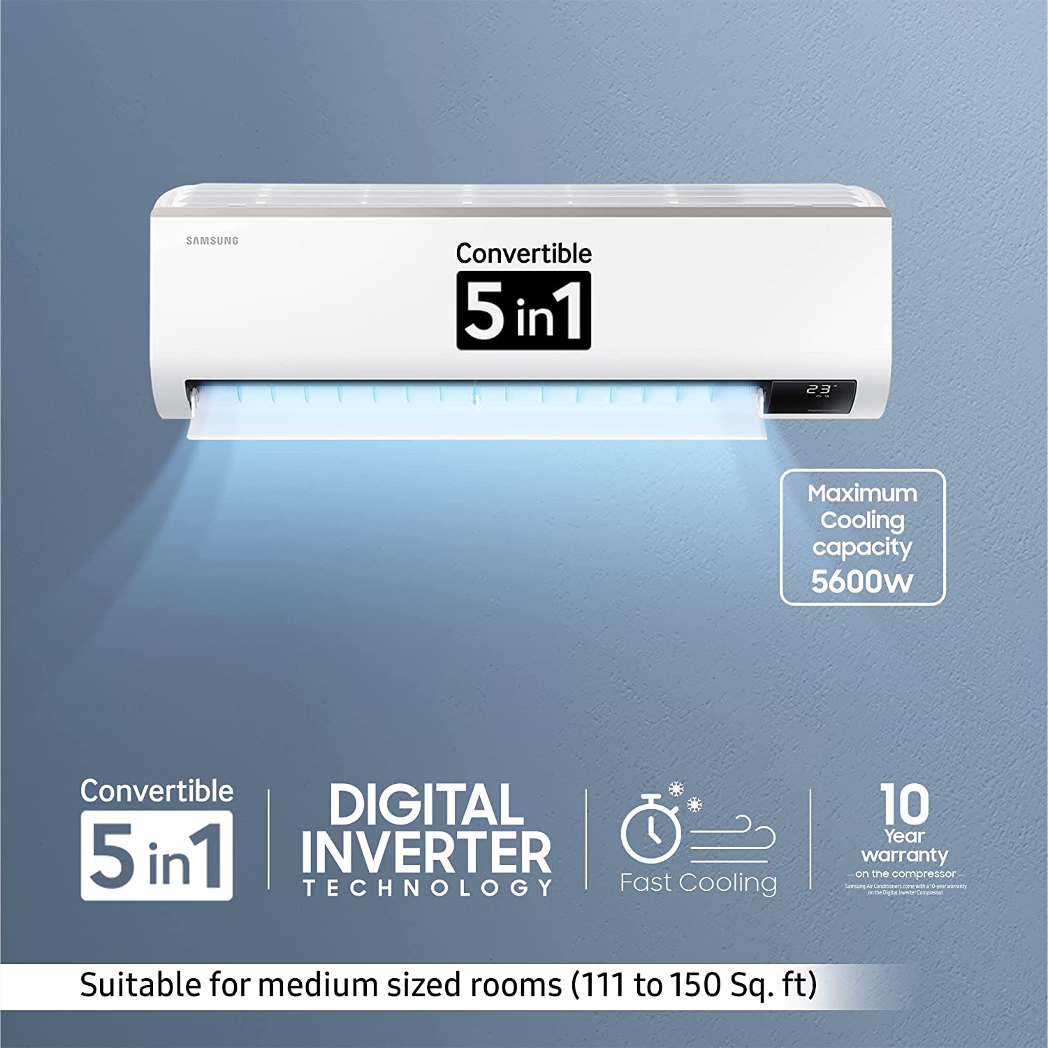 Samsung Inverter Split Ac AR18CYLZABE 1.5 Ton 3Star White