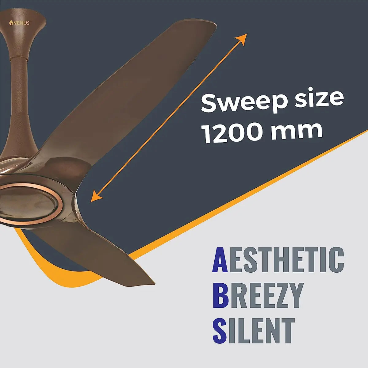 VENUS Novella ABS Fan NP1200, 18 Pole Powerful motor (Pack Of 1, Hazel Brown)