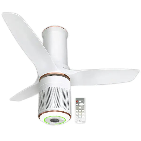 Havells Stealth Puro Air 1250mm Ceiling Fan with Air Purifier & Remote Control Peral White LT Copper