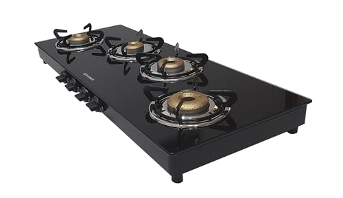 Faber Manual Ignition 4 Burner Glass Gas stove (Cooktop Jumbo XL 4BB) - Black