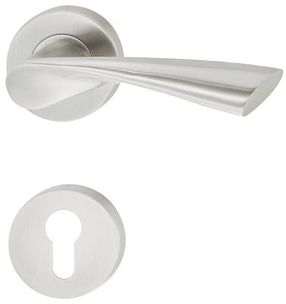hafele Solid B Lever Handle On Rose With Europrofile Cylinder Escutcheon SS 304 SSM  903.92.636