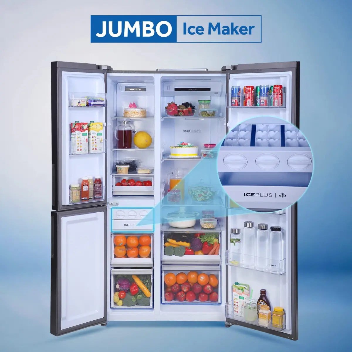 Haier 628 L Triple Door Side By Side Refrigerators, Expert Inverter Technology (HRT-683KS, Black Steel, Magic Convertible, Made In India)