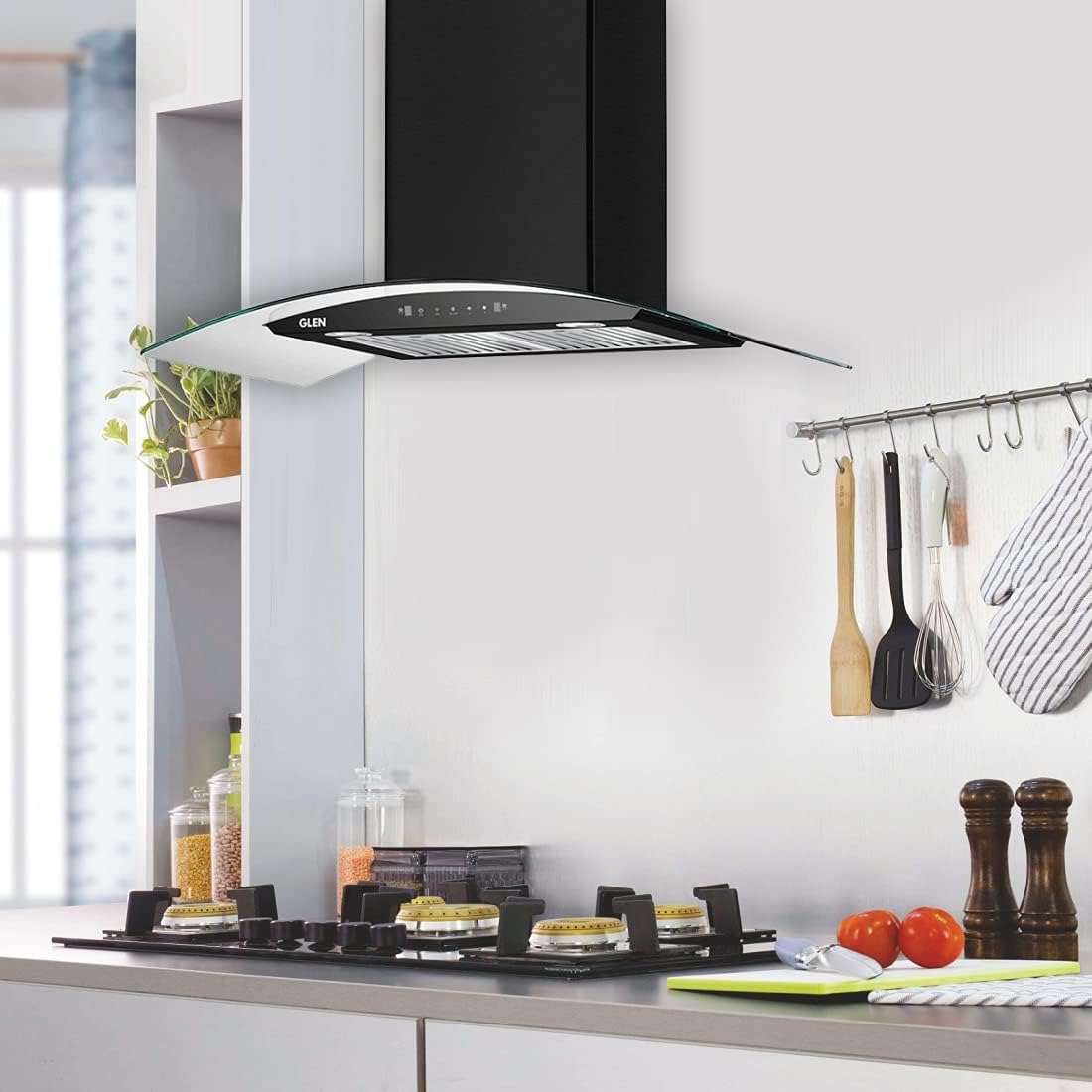 Glen 90 cm 1200 m3/h Heat Auto Clean Chimney (6063 SS)