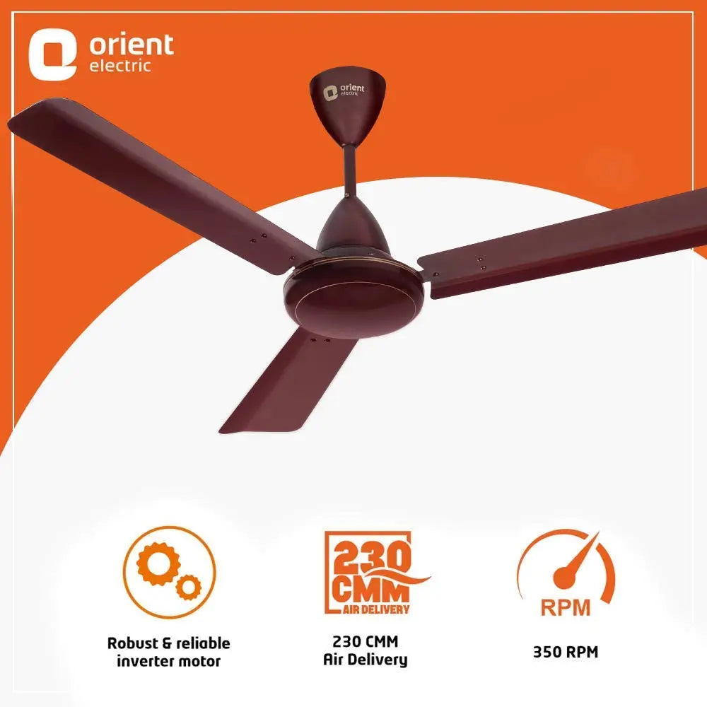 Orient Electric Hector-500 1200mm Energy Efficient Ceiling Fan with Inverter Technology (Brown, Pack of 3)