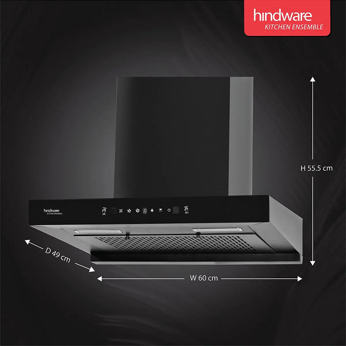 Hindware Regina 60 cm, 1200 m³/hr* Motion Sensors chimney