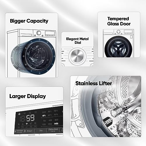 LG 9 Kg (Wash) / 5 Kg (Dry), Ai Direct Drive Technology, Steam, TurboWash & Wi-Fi Fully Automatic Front Load Washer Dryer (FHD0905SWM, Intelligent & Convenient Fabric Care, Allergy Care, Midd