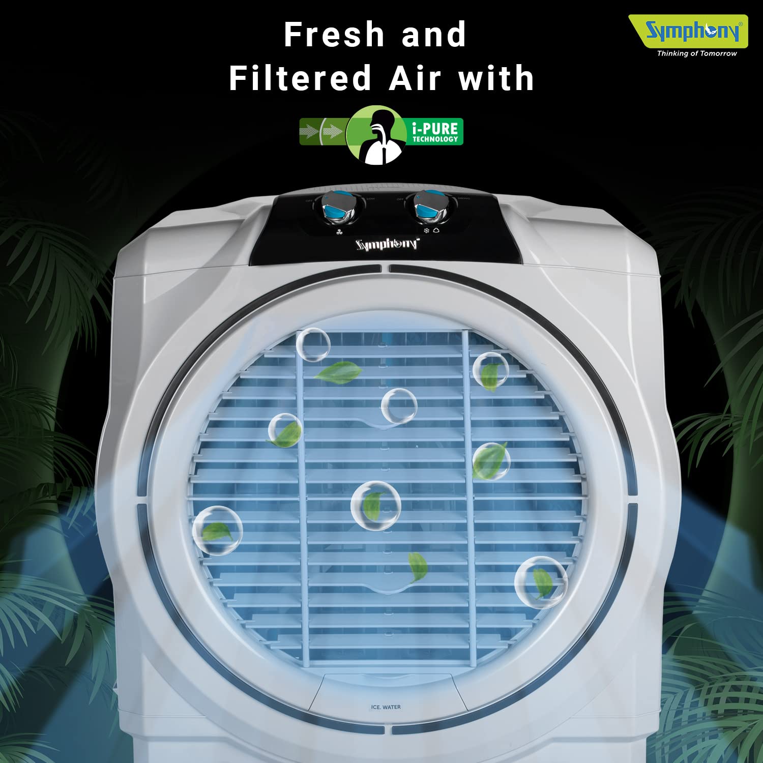 Symphony Sumo 115 XL Desert Air Cooler for Home with Honeycomb Pads, Powerful +Air Fan, i-Pure Console and Low Power Consumption (115L, White)