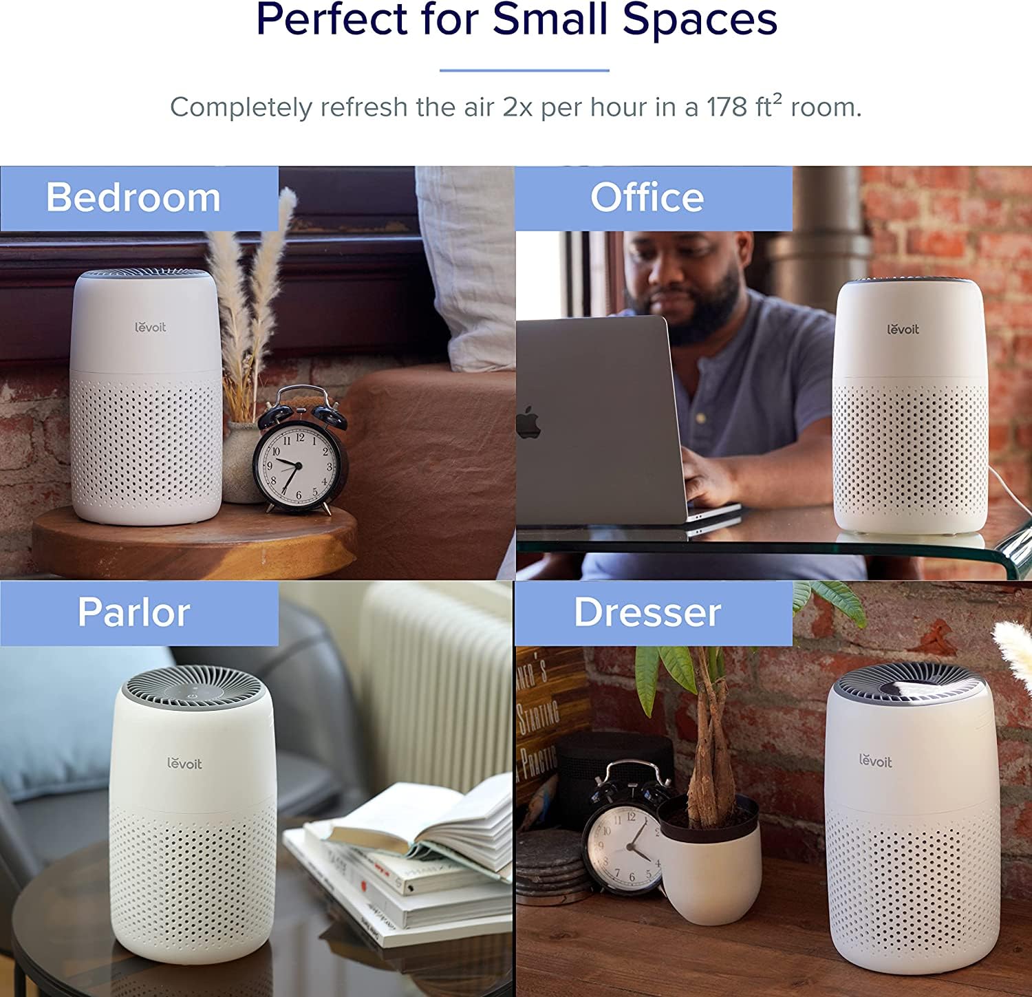 LEVOIT Core Mini Air Purifier - 183 Sq Ft Coverage, H13 True HEPA Filter, Removes Pollutants