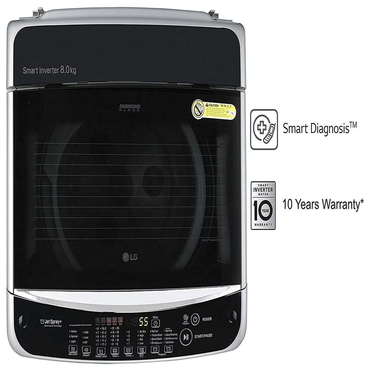 LG 8.0 Kg Inverter Fully-Automatic Top Loading Washing Machine (T80SJFS1Z, Free Silver)