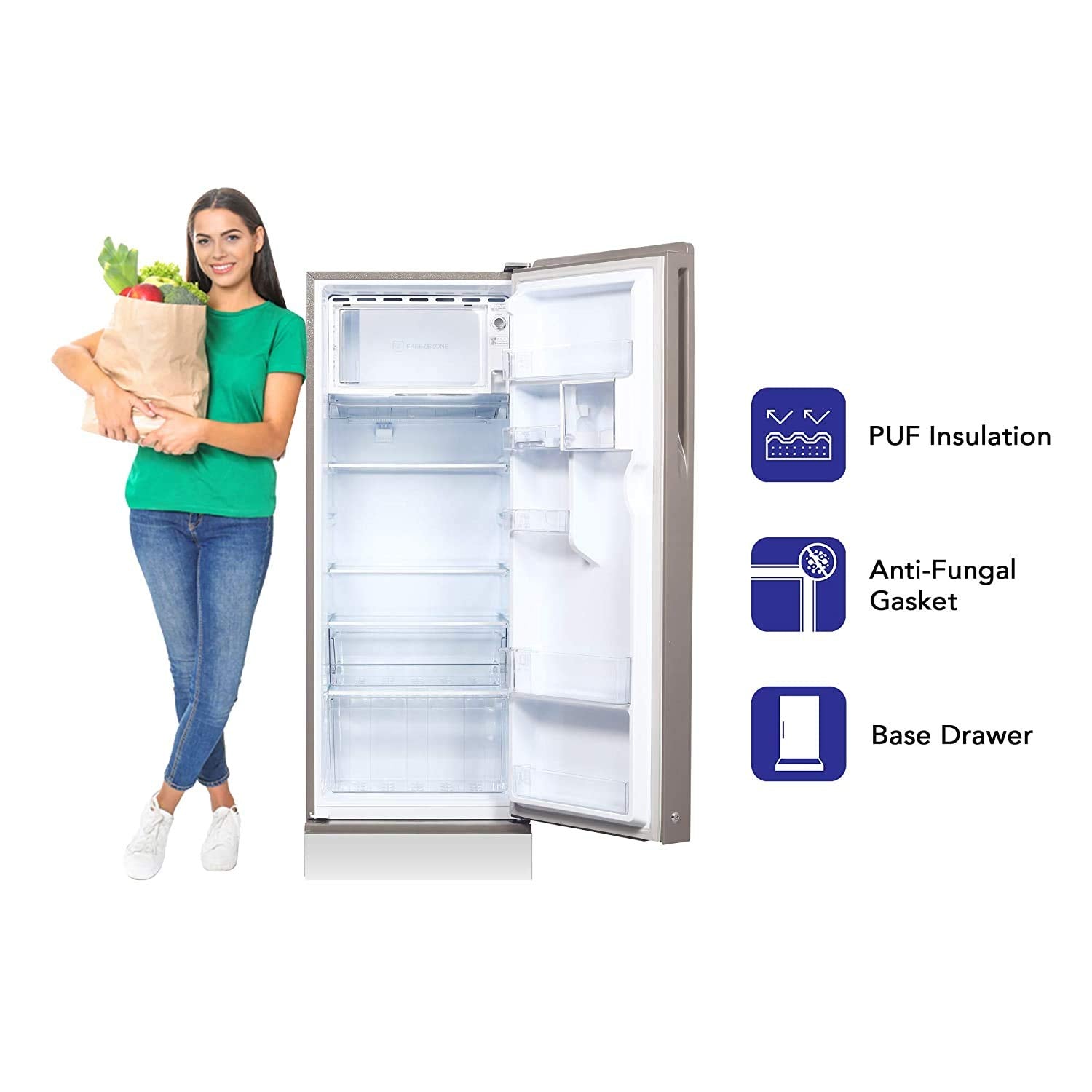 Haier 192 L 3 Star Single Door Refrigerator (HRD-1923PMG-E, Mirror Glass, Base stand)