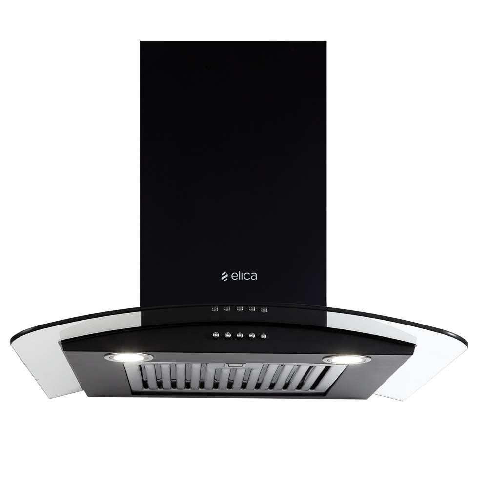 Elica 60 cm 1220 m3/hr Chimney (GLACE SF ETB PLUS LTW 60 PB LED, Black) with Installation Kit