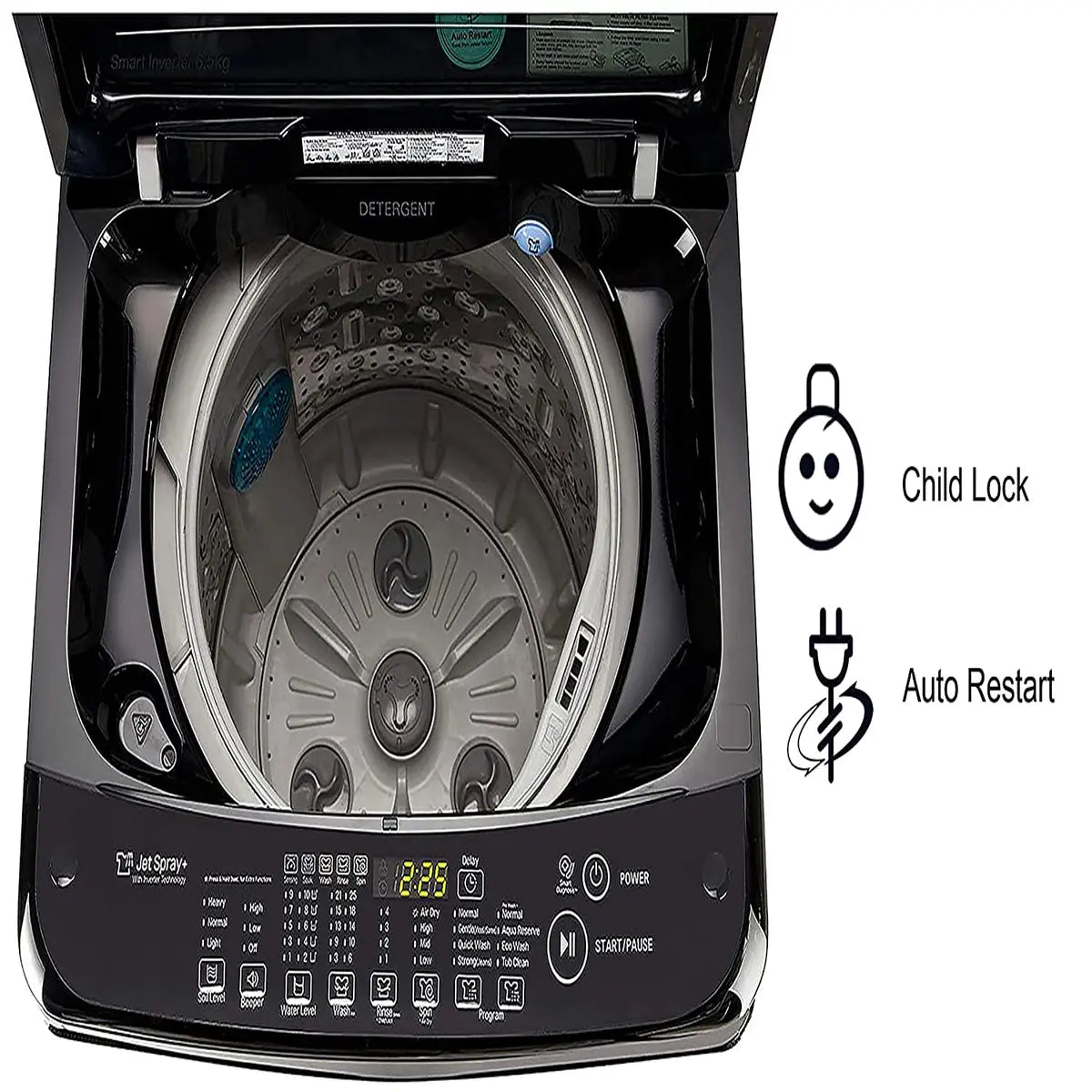 LG 6.5 Kg Inverter Fully-Automatic Top Loading Washing Machine (T7577NDDLK, Black Knight)