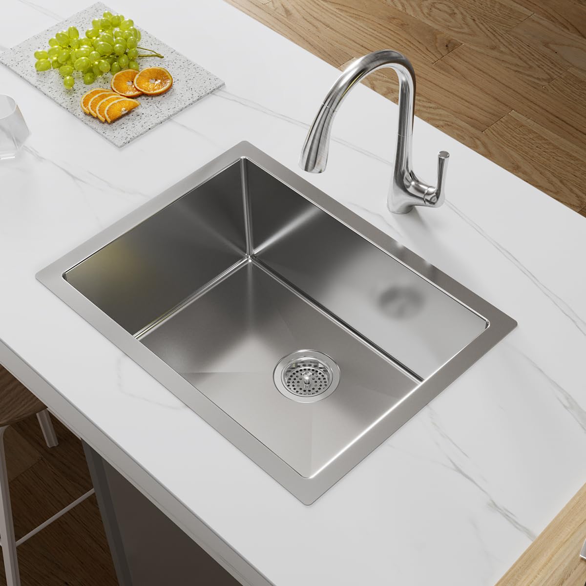 Kohler Kitchen Sink | 1.2 mm Thick Stainless Steel Single Bowl with SilentShield™ | 10" Deep, Round Corners for Easy Cleaning | 24x18x10 inches, Brushed Matte Steel
