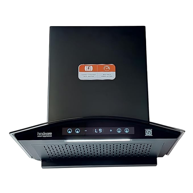 Hindware DIVINA BLDC 60 cm Chimney | Newly Launched | 1400 CMH | Auto Clean | Filterless | 9+1 Speed Motion Sensor | 2025 Model Wall Mounted (Black)