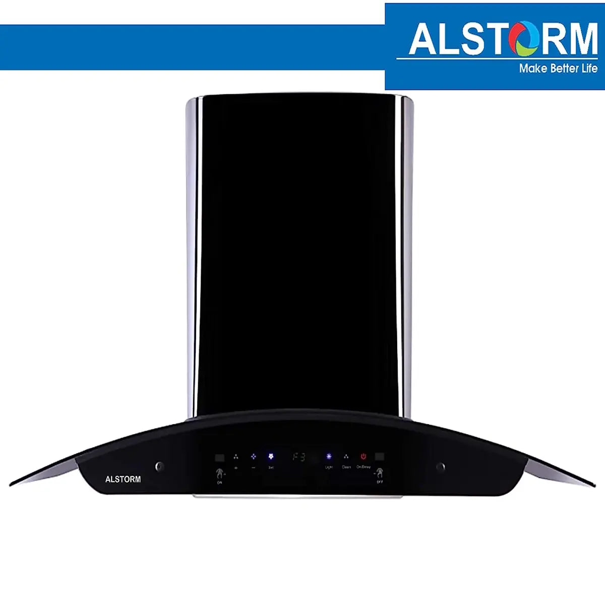 Alstorm Desire 90 cm 1300 m3/hr Auto Clean Chimney (Baffle Filters MS, Motion Sensor Control, Titanium Glossy Black)