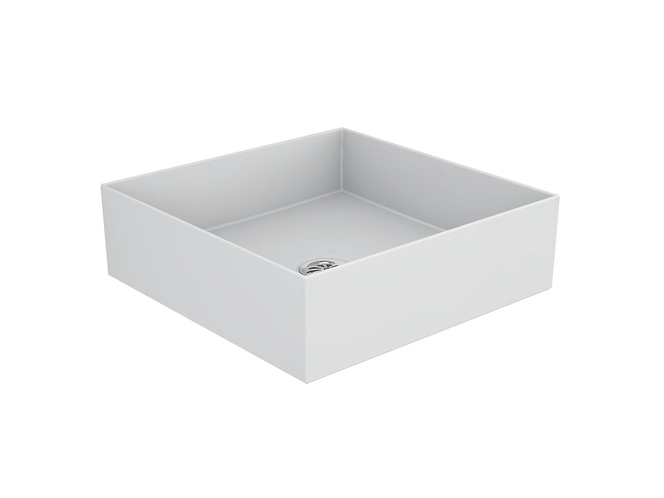 kohler K-90011T-0 393mm square vessel basin without faucet hole in white