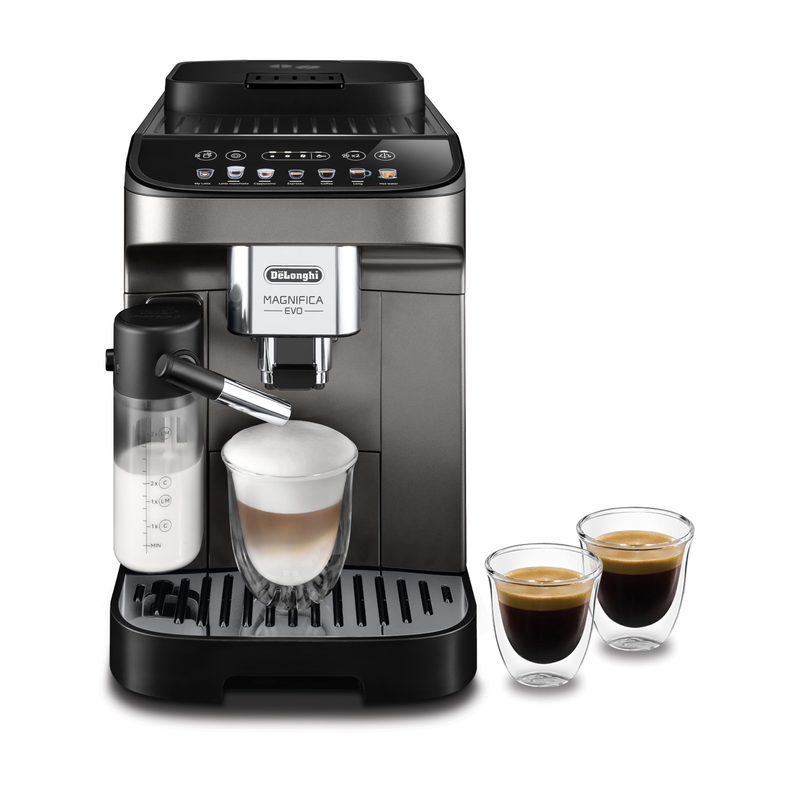 DeLonghi Ecam290.81 - Magnifica Evo|Bean To Cup Fully Automatic Coffee Machine|7 One-Touch Recipes - Latte, Espresso, Cappuccino & More|15 Bar Pressure|1450 W|Free Demo & Installation(Titaniu