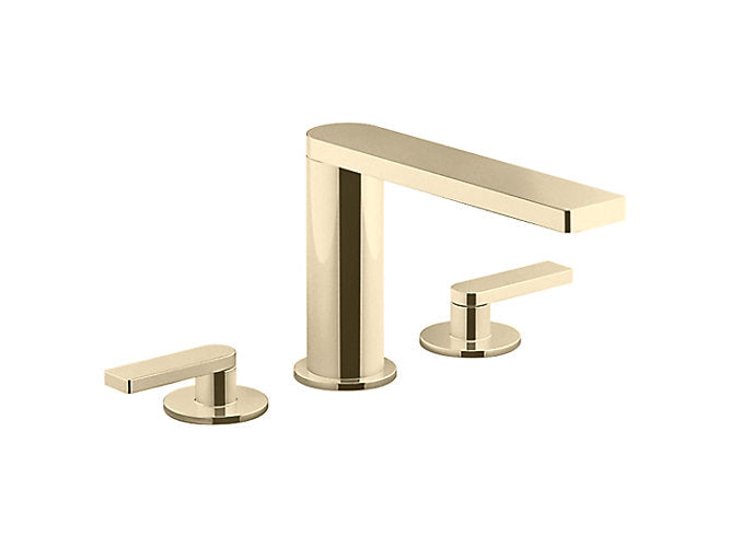 kohler K-73081T-4-AF Deck-mount bath tub filler with hand shower in french gold
