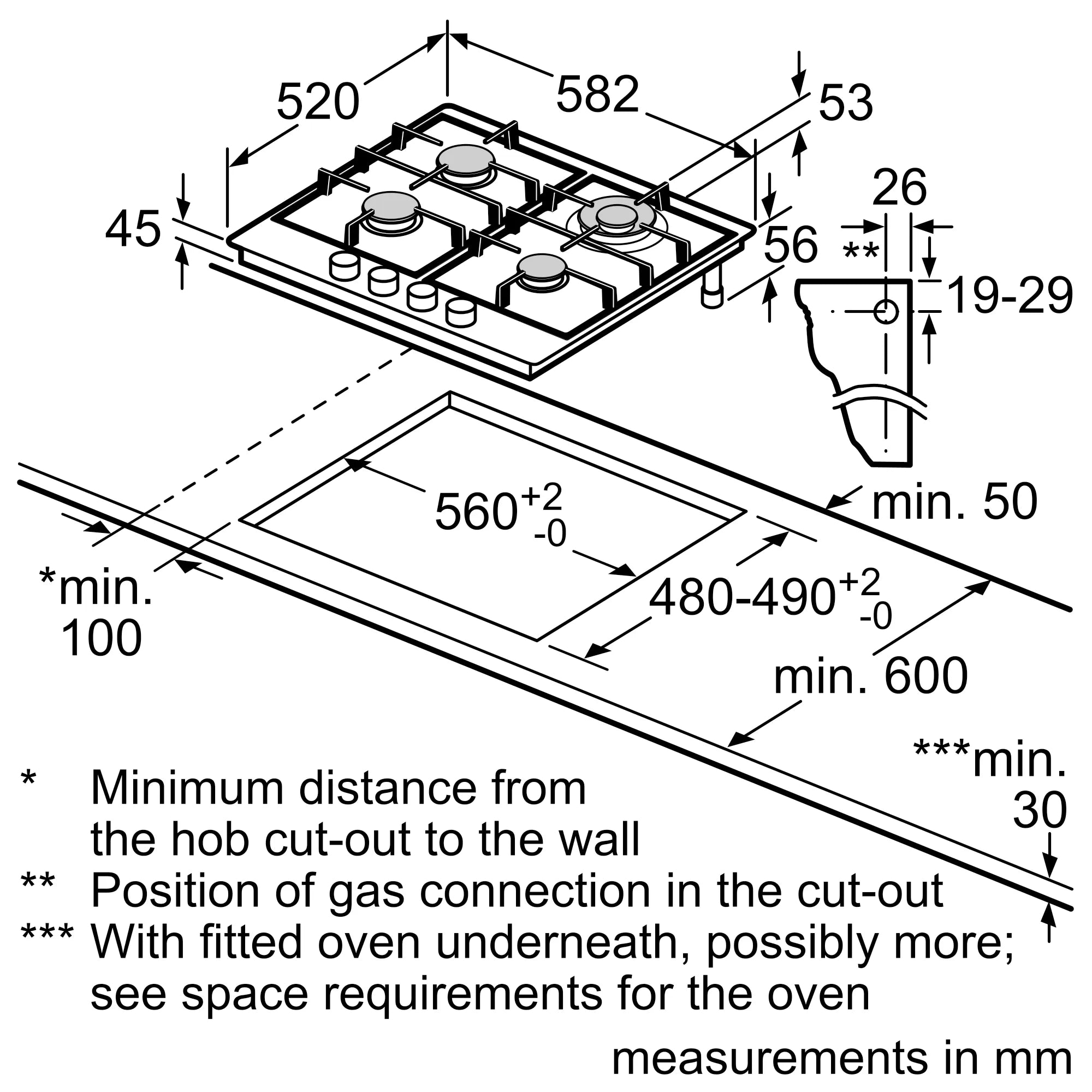 Bosch PCH6A5M90I Series 6 Gas hob 60 cm Stainless steel