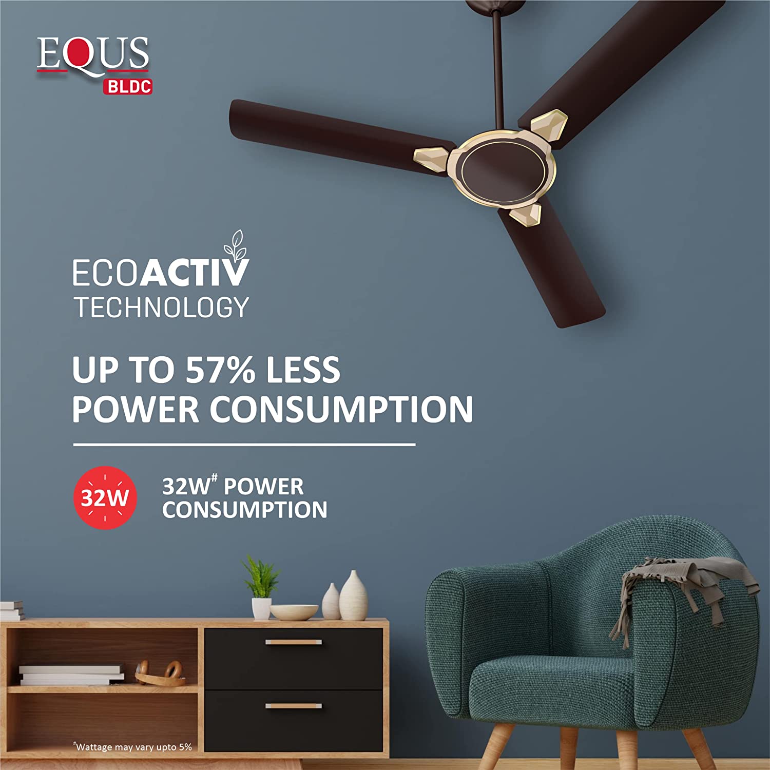Havells Equs 1200mm BLDC Ceiling Fan Smoke Brown