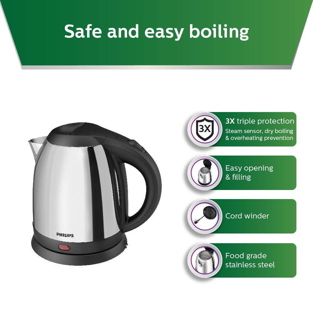 Philips HD9303/02 1.2-Litre Electric Kettle, Silver