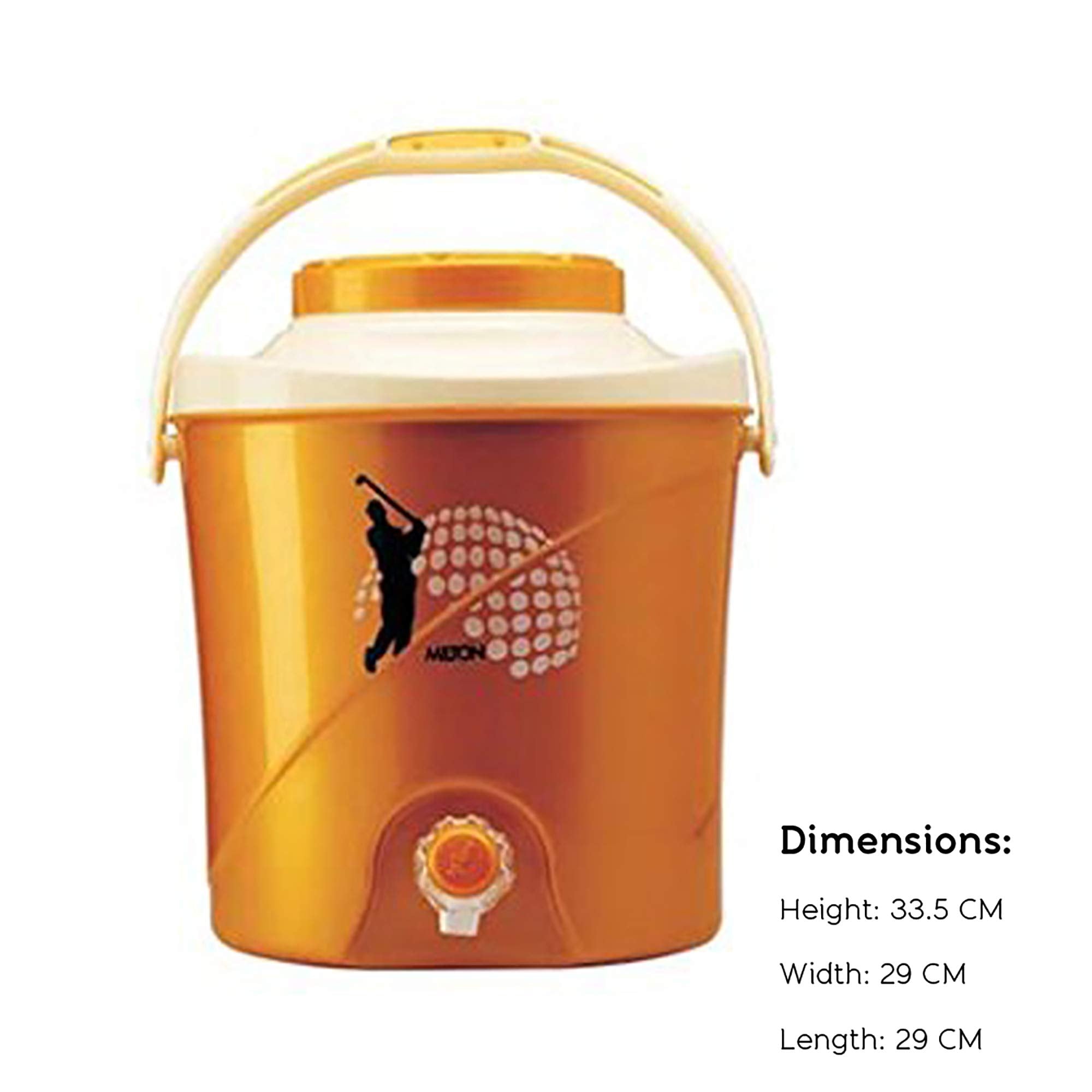 Milton Kool Stallion 10 Insulated Plastic Water Jug, 9.7 litres, Golden Yellow, 1 Piece | Food Grade | Easy to Carry | BPA Free | Ideal for Travel | Picnic | Homes | Office | Shops | Clinics
