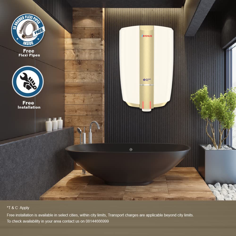 Venus Splash Pro Storage Water Heater (15 litre, Ivory/Tuscan Gold)