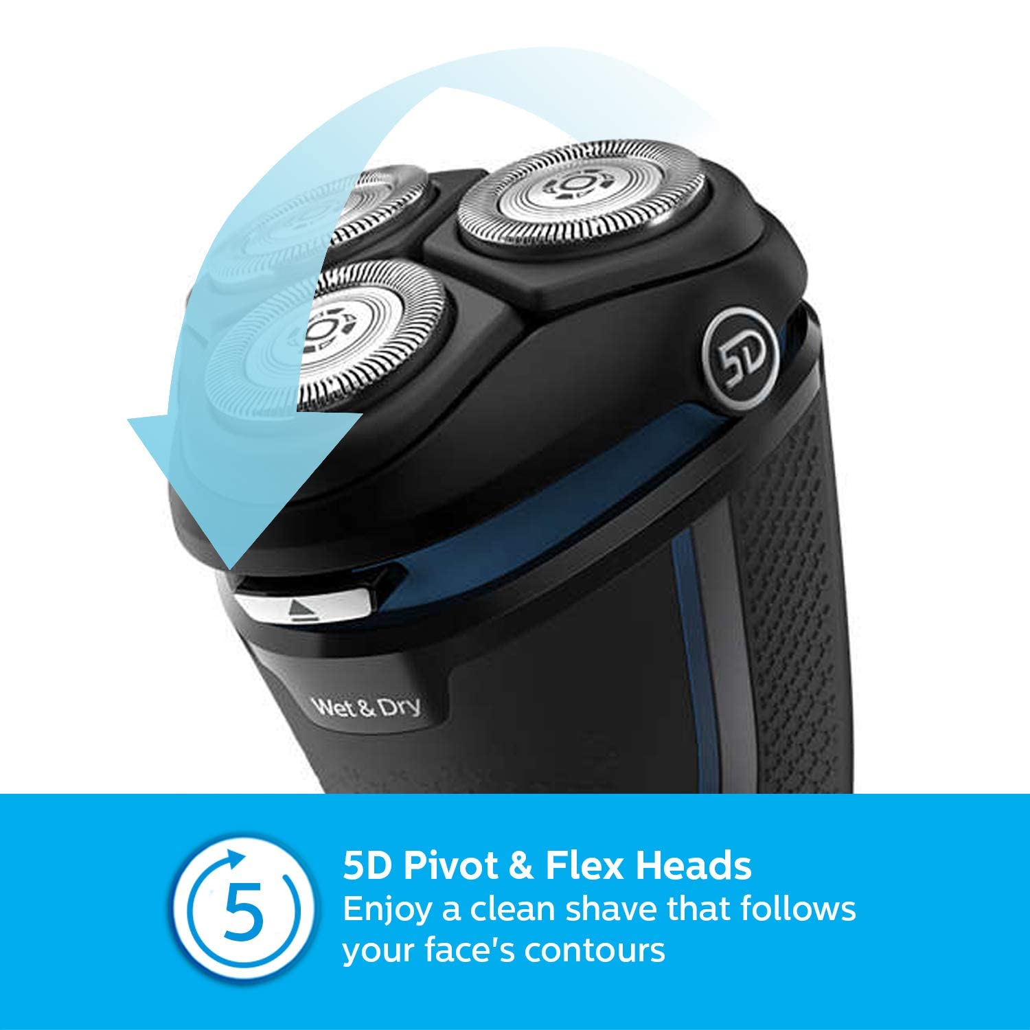 Philips Cordless Electric Shaver S3122/55, 5D Pivot & Flex Heads, 27 Comfort Cut Blades, Fast Charge, Up to 55 Min of Shaving