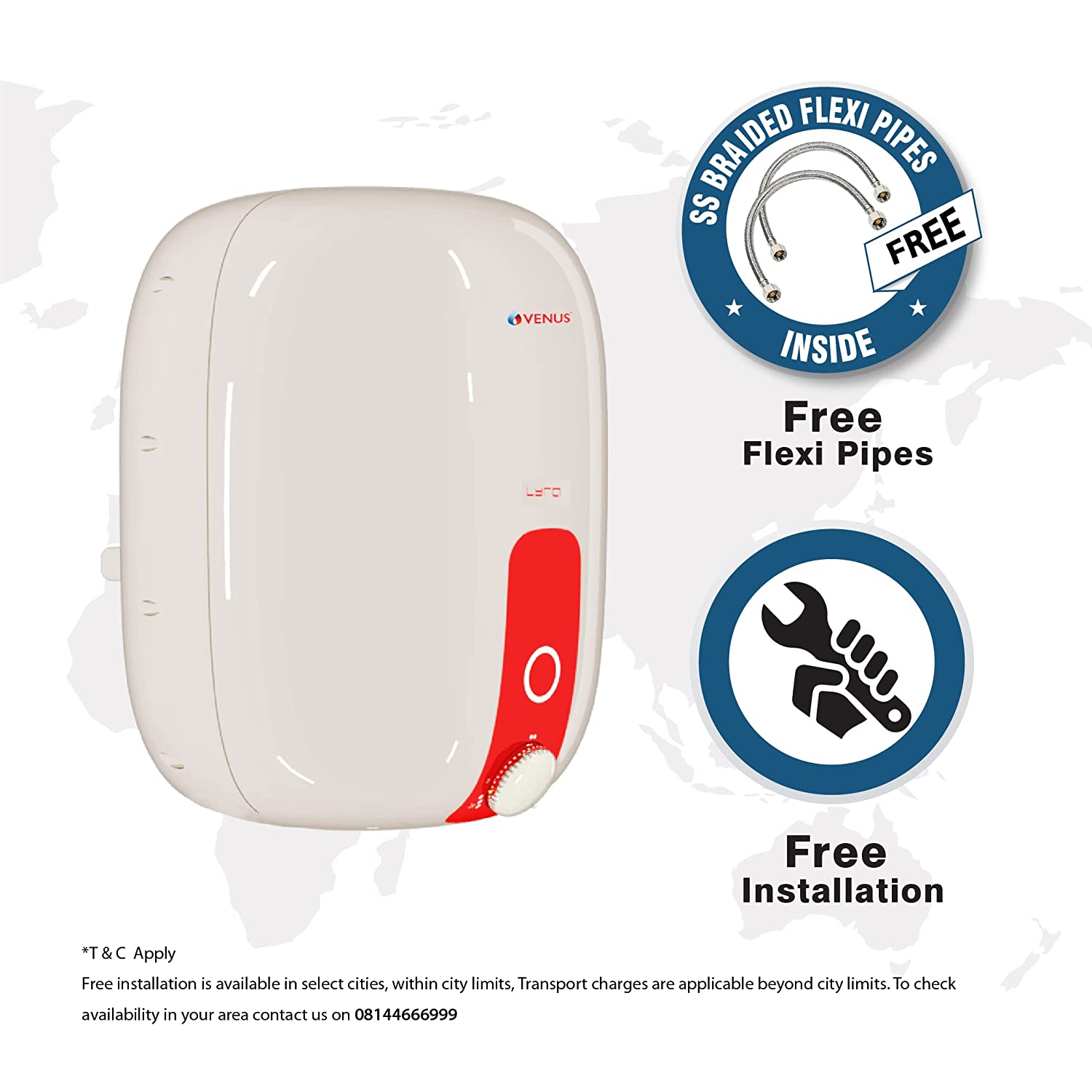 Venus Lyra 10R 10-Litre Storage Water Heater (Ivory/Red, BEE Star Rating - 4 Stars)