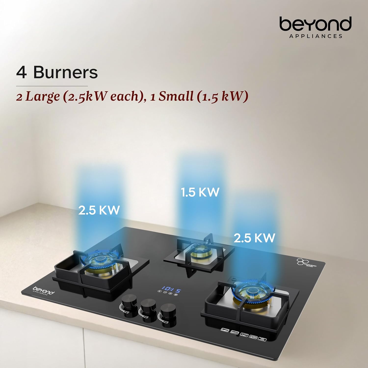 Beyond Appliances Dorado 3-Burner Smart Glass Hobtop Gas Stove