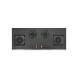 CRYSTAL NOIR 1104 Built-in Hob - Frosted Black Glass Finish, 4 Burners for Effortless Cooking