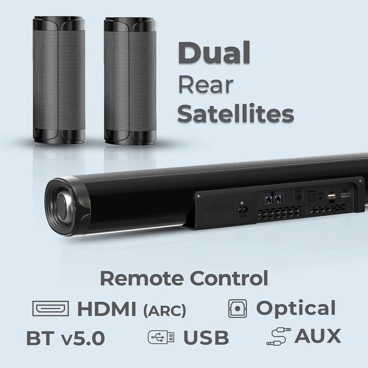 ZEBRONICS Zeb-Juke BAR 9450 PRO Dolby 5.1 soundbar with Dolby Audio, 525 Watts Output, Dual Rear Satellites, 16.5cm Powerful subwoofer, HDMI ARC, Optical, BT v5.0, LED Display, Wall Mount, AUX, Black
