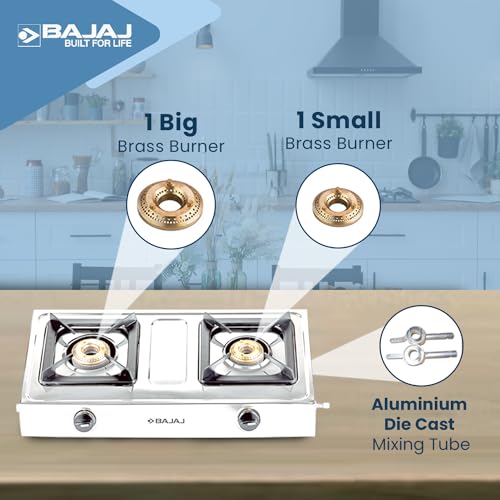 Bajaj Ultra Ss 2B Open Gas Stove, Multicolored, Steinless steel