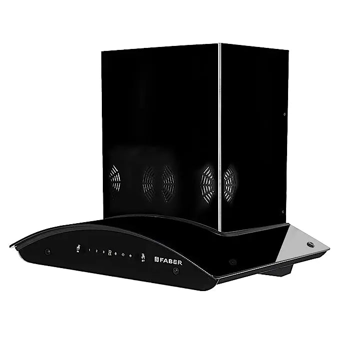 Faber 60 cm 6 way Silent Suction, 1250 m³/hr Auto-Clean curved glass Kitchen Chimney (HOOD ORIENT SMART 3D IND HC SC EBK 60, Filterless technology, Touch Control & Gesture Control, Black)