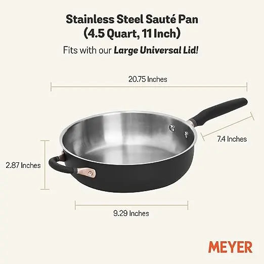 Meyer Accent Series Stainless Steel Saute Pan Induction Base 70616 28cm Black