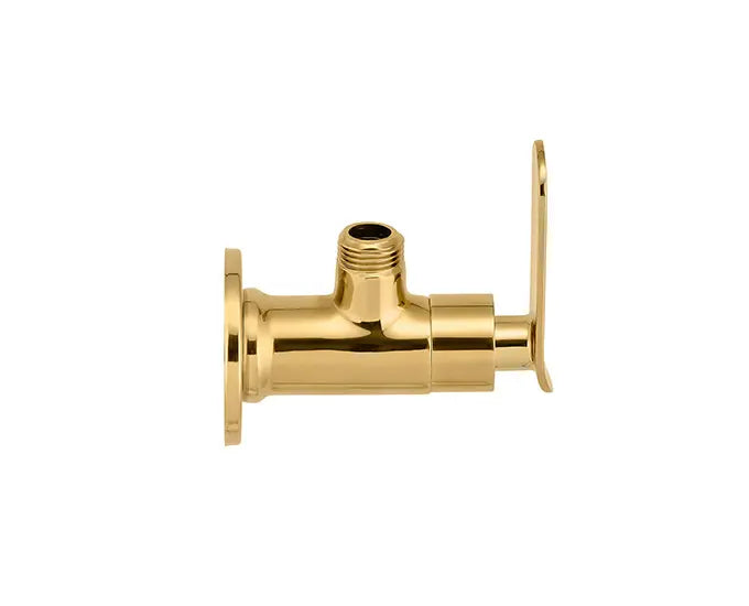 Cera F1018201FG Lustre Brooklyn French Gold Finish Quarter Turn Angle Cock With Wall Flange