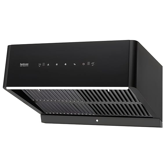 Hindware CORDELIA 60 | High Airflow | Filterless Technology | Thermal Auto Clean Wall Mounted 60cm Chimney (Black 1500 CMH)