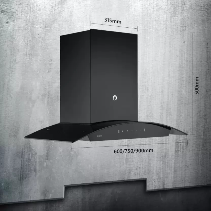 Kaff VASCO DHC 75 Auto Clean Wall Mounted Chimney (black 1250 CMH)