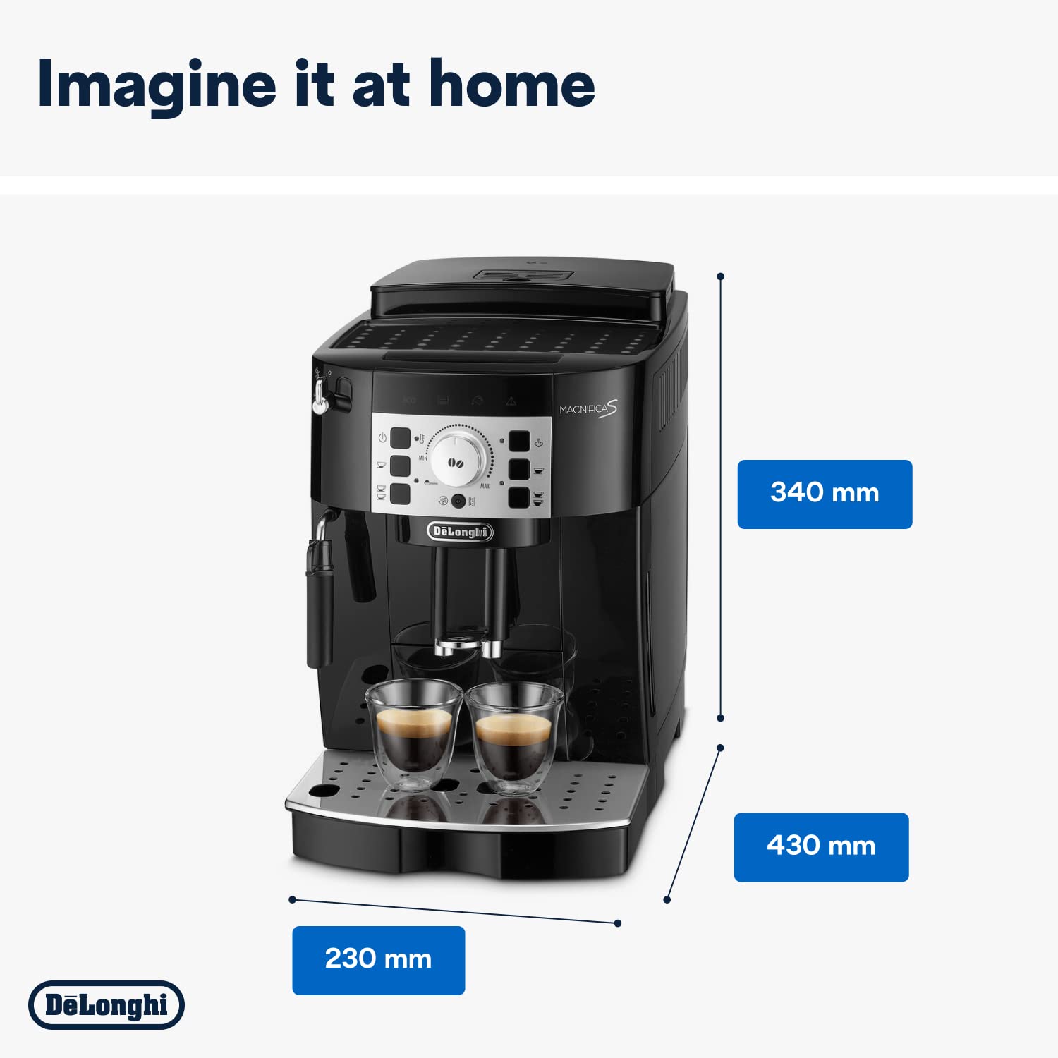 Delonghi Ecam22.110.B|Magnifica|Bean To Cup Fully Automatic Coffee Machine With Adjustable Grinder|Espresso,Cappuccino,Latte & More Recipe Options|15 Bar Pressure|Free Demo & Installation(Bla