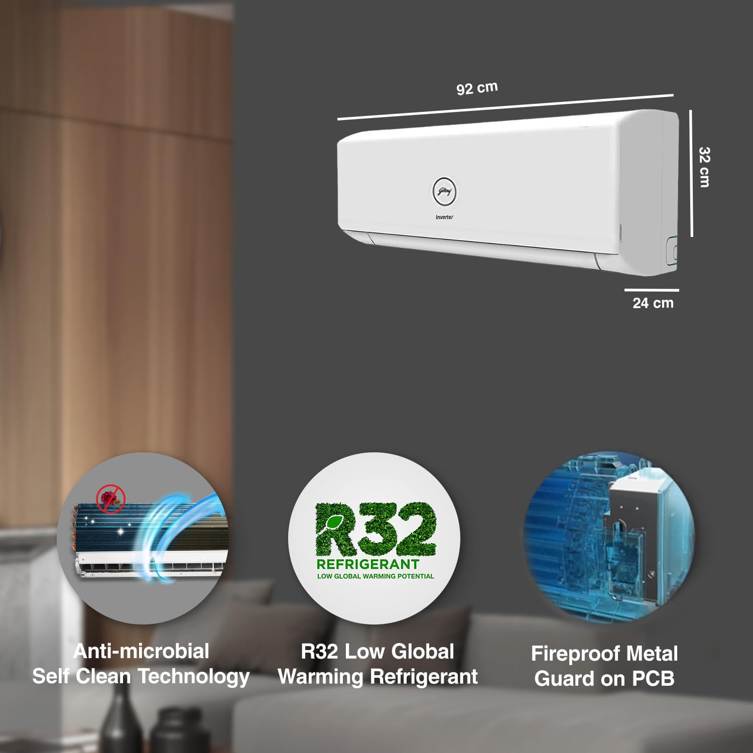 Godrej 1.5 Ton 4 Star 4 Way Swing, Inverter Split AC(Copper, 5-In-1 Convertible Cooling, Anti-Corrosive blue fins, 2023 Model, AC 1.5T EI 18PINV4R32-WWP, White)