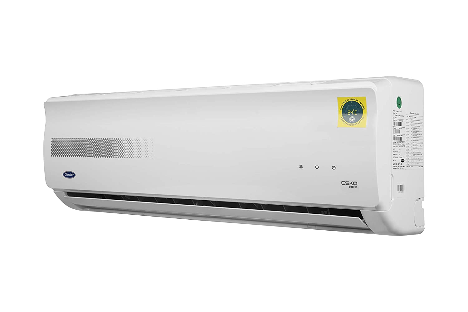 कैरियर 1 टन 3 स्टार नॉन-इन्वर्टर स्प्लिट एसी (CAS12EK3R39F0+CF123R3CC90, सफ़ेद) 