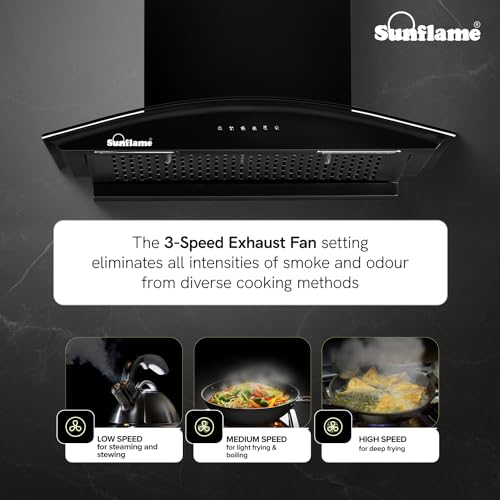 Sunflame Lamia 60 FL HAC Filterless Auto-Clean Kitchen Chimney| 60 cm | 1200 m³/h High Suction | Push Button Control| 1-Year Comprehensive and 5-Year Motor Coverage