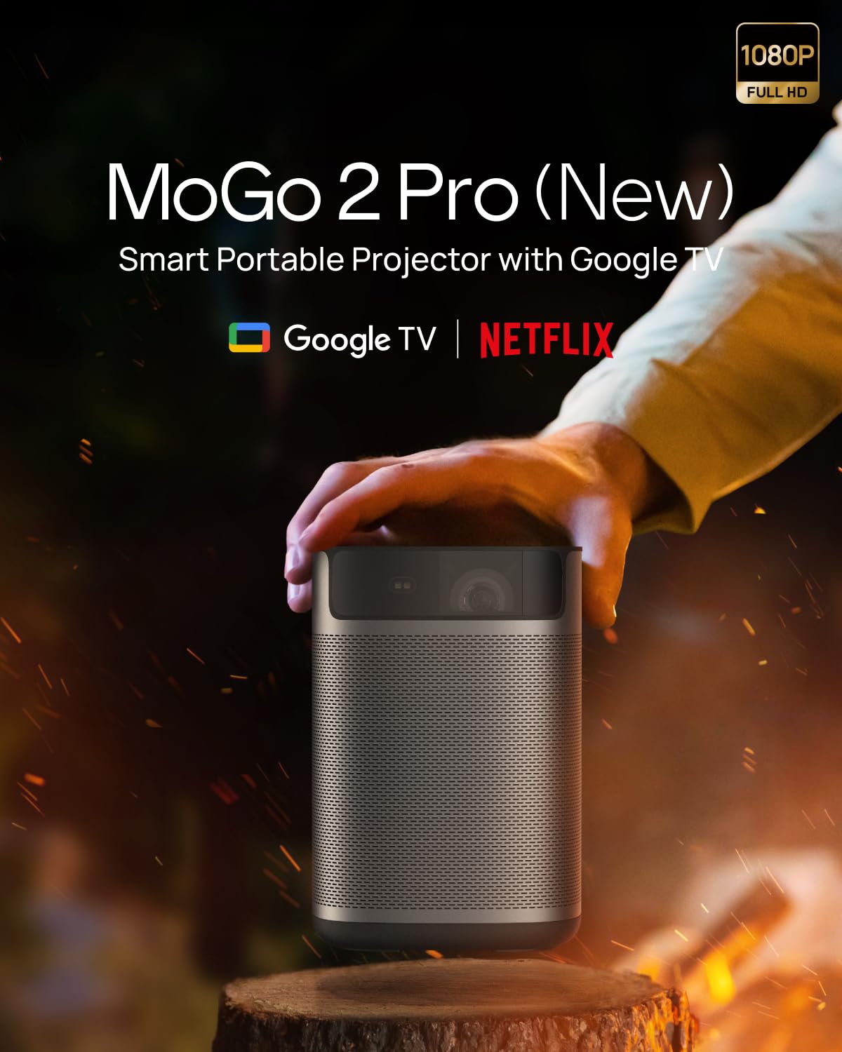 XGIMI MoGo 2 Pro (New) 1080P Portable Projector with Google TV, Netflix, WiFi & Bluetooth