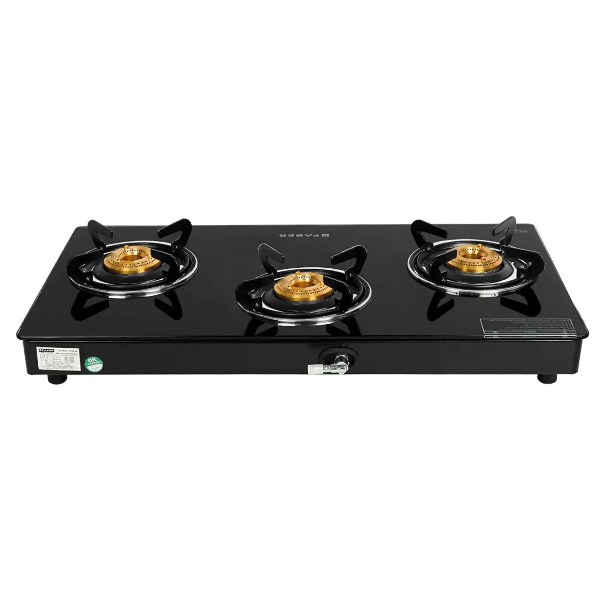 Faber Gas Stove 3 Burner Glass Cooktop (Grand 3BB BK) Manual Ignition,Black