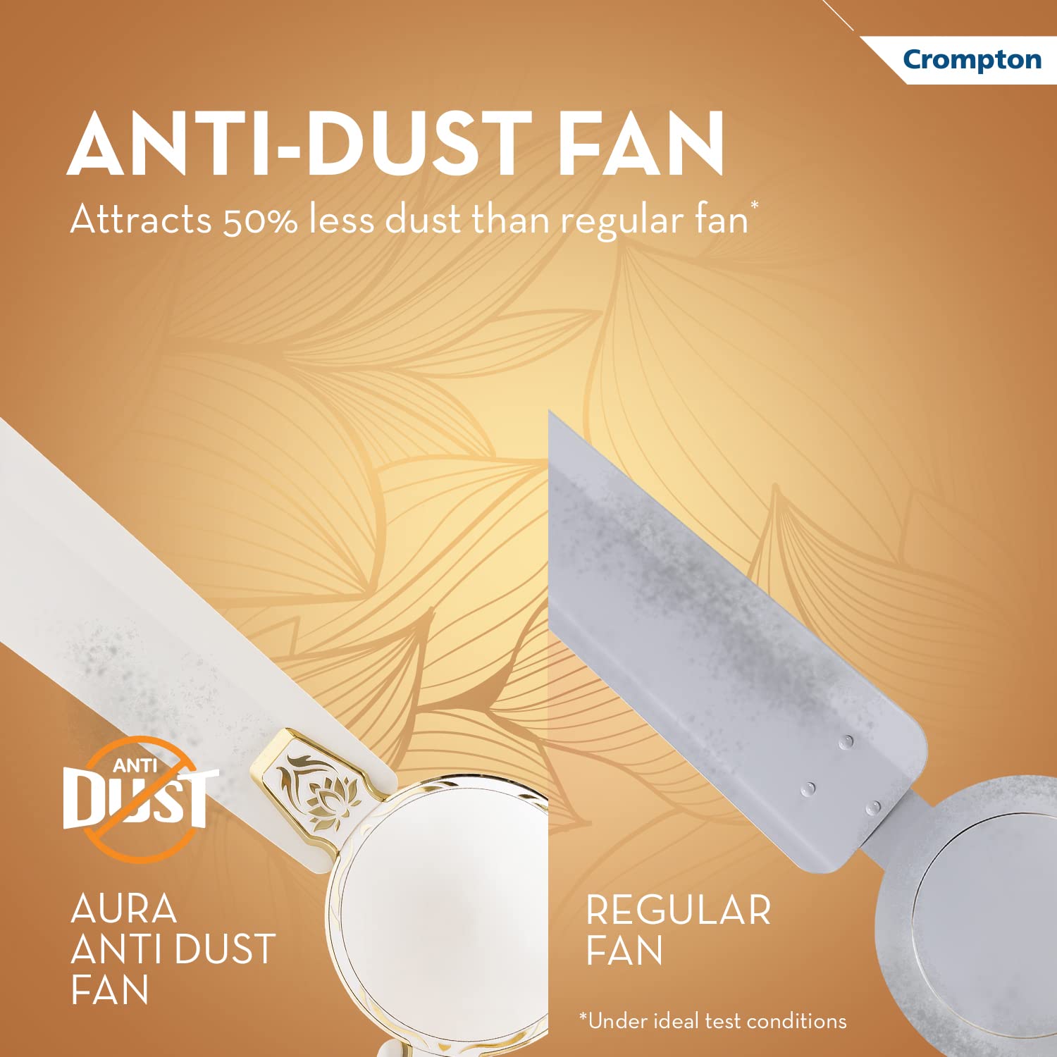 Crompton PREMION AURA2 DESIGNER 3D LOTUS DESIGN ANTIDUST1200 mm Ceiling Fan Lotus Pearl White