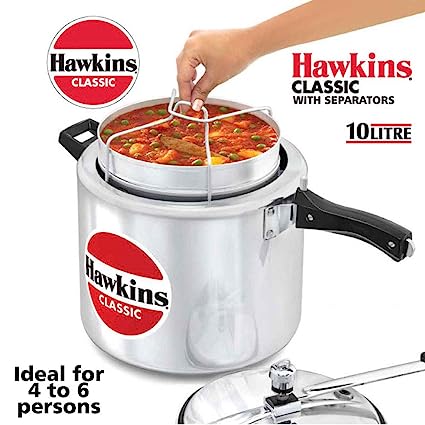 Hawkins Pressure Cooker Classic (Silver) - 10 Ltr