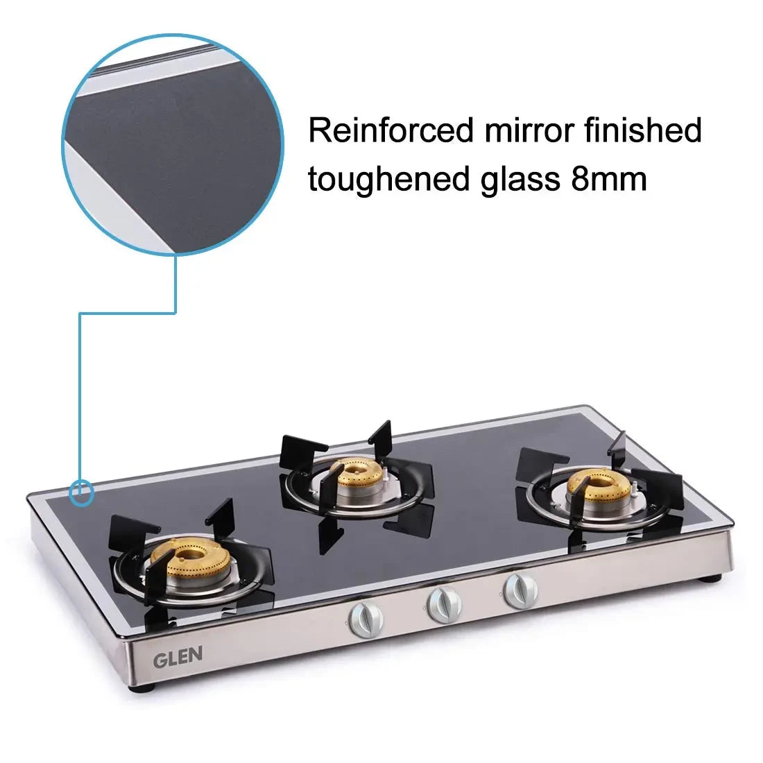 Glen GL 1038 GT Forged BB Mirror Manual Ignition Designer Glass Cooktop