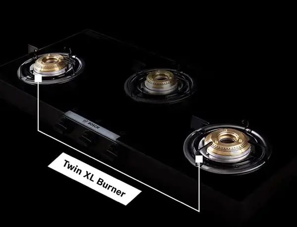 Bosch Series 4 Tabletop Black Glass Gas hob 80 cm 3 Burner (PNW1E6V10I) Manual Ignition
