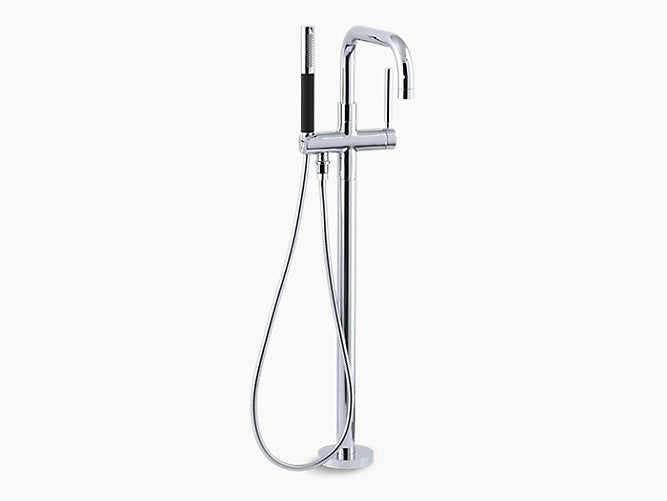 கோஹ்லர் K-10129T-C4-CP பளபளப்பான குரோமில் ஃப்ரீ-ஸ்டாண்டிங் குளியல் நிரப்பு